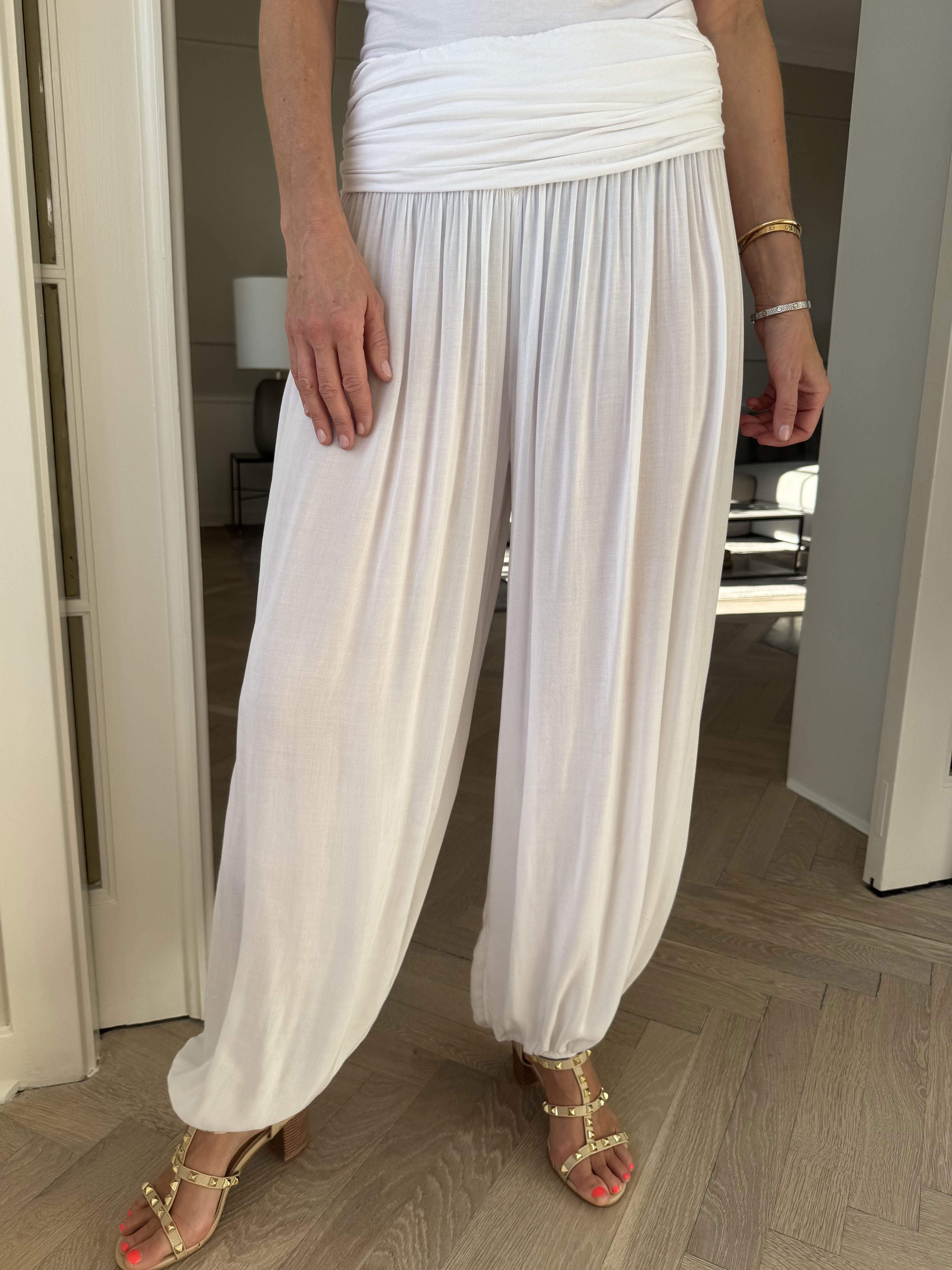 Drew - Ensfarvet boheme bukser i let viskose